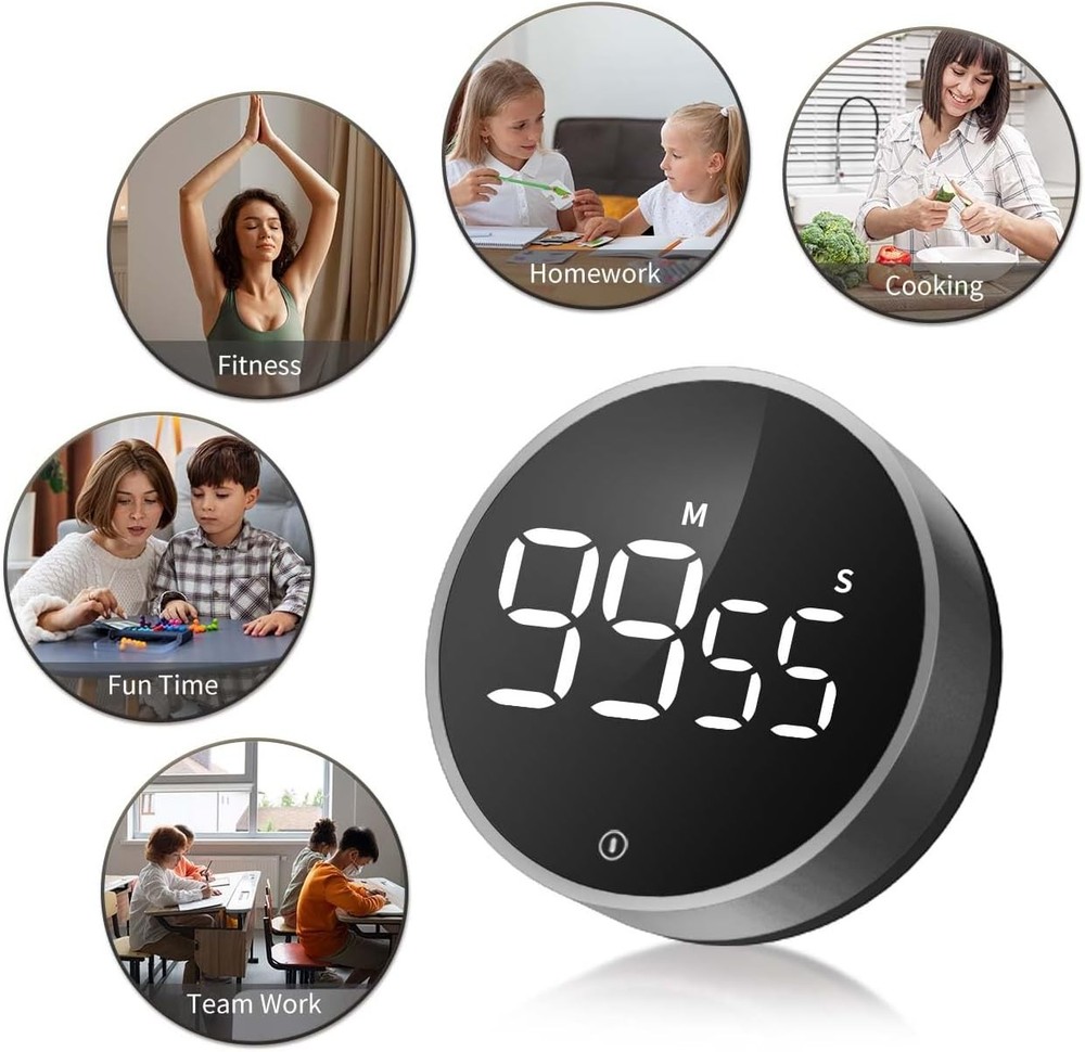 VOCOO Digital Kitchen Timer - Magnetic Countdown Countup Timer with Large LED Di