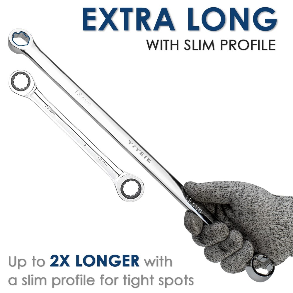 YIYEIE 5-Piece Extra Long Box End Wrench Set, | Extractor