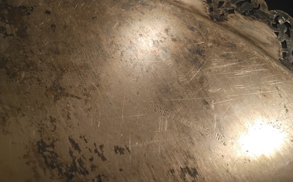 Home Decorators Silver Plated Round Tray Platter Reticulated scalloped 12.75”