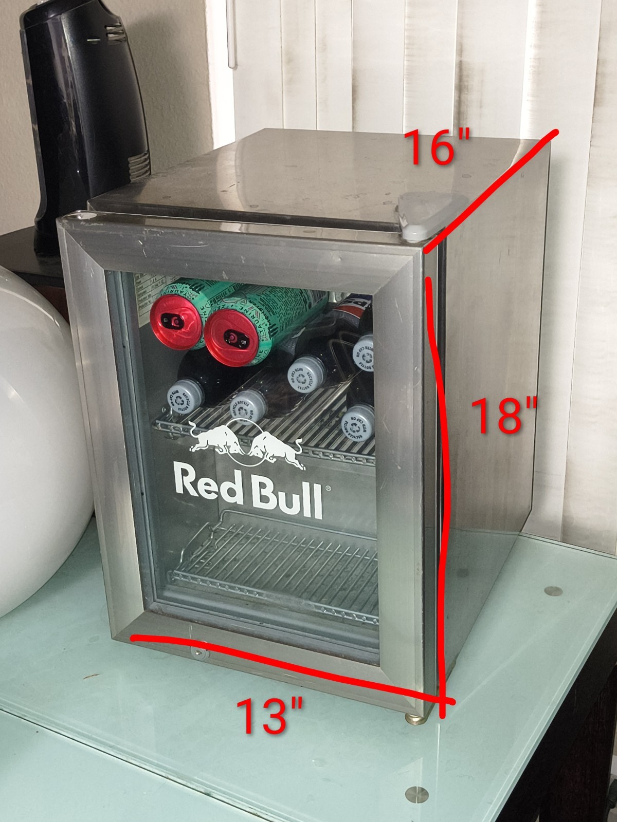 Red Bull Stainless Mini Fridge Refrigerator