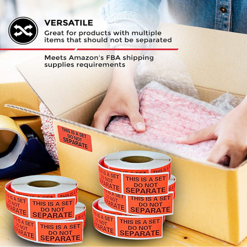 Packaging Label 1"x2" Red Warning Stickers "This Is a Set Do Not Separate Labels