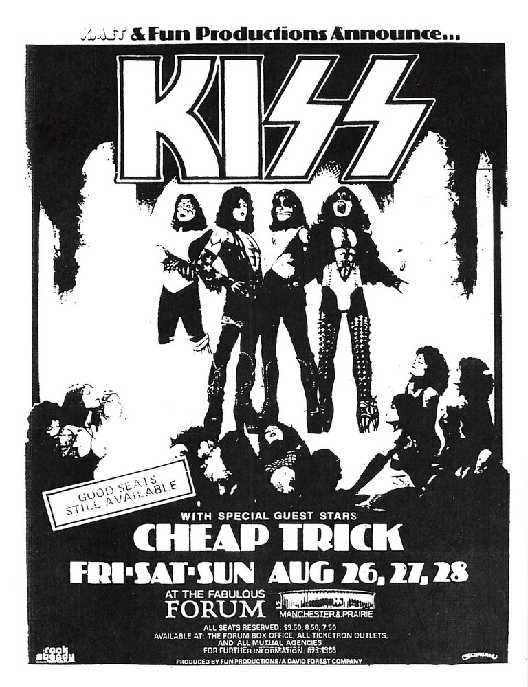 Kiss Cheap Trick Handbill at the Forum 1977 Love Gun Tour