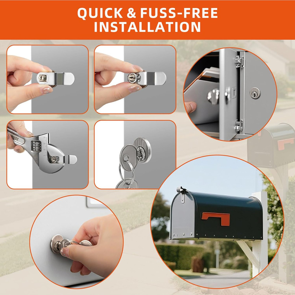 Mailbox Lock Replacement with 4 Keys - Multipurpose Mail Box Locks Compatible wi
