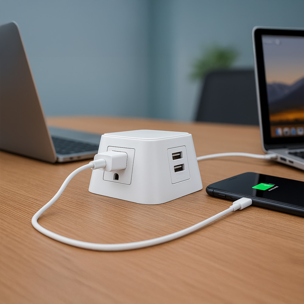 The Cube In Surface Power USB Charging Center - White - Electriduct