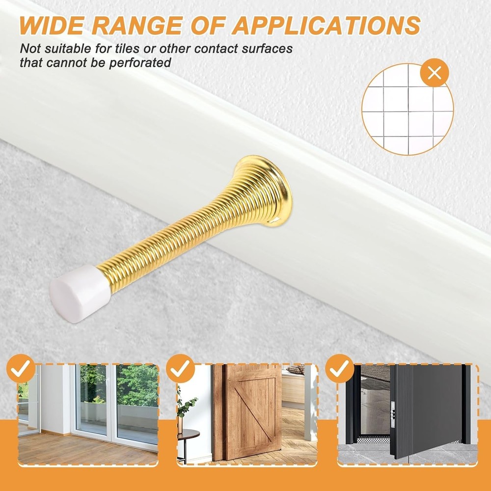 AVOID EXPENSIVE BULK PRICING!! 2-PACK Spring Door Stops ~ Polished Brass