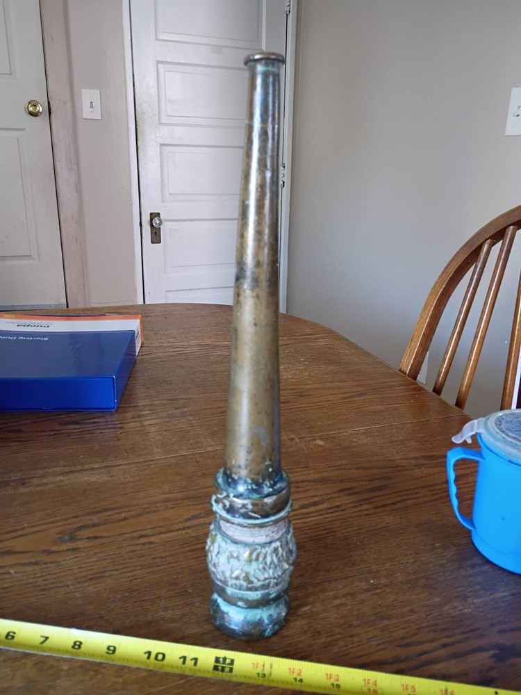 Antique Ornate Heavy Brass Fireman's Hose Nozzle.