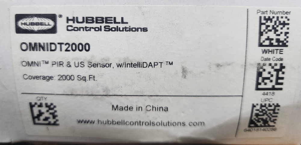 🤠 NEW HUBBELL CONTROL SOLUTIONS OMNI PIR & US SENSOR OMNIDT2000 MISSING HARDWAR