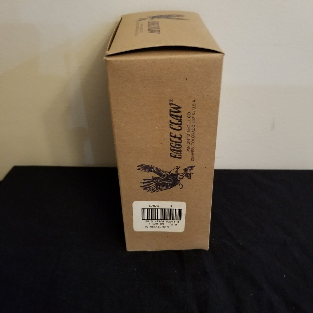 VINTAGE PACKAGING EAGLE CLAW L787G SIZE 4 FEATHERLITE LAZER SHARP HOOKS 10PK BOX