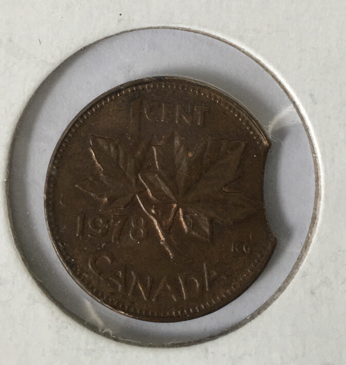 Canada 1c 1978 Curved Clip ERROR