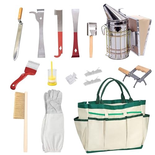 14 Pcs Beekeeping Tools Starter Kit, Bee Keeping Supplies-All Bee Hive Tools