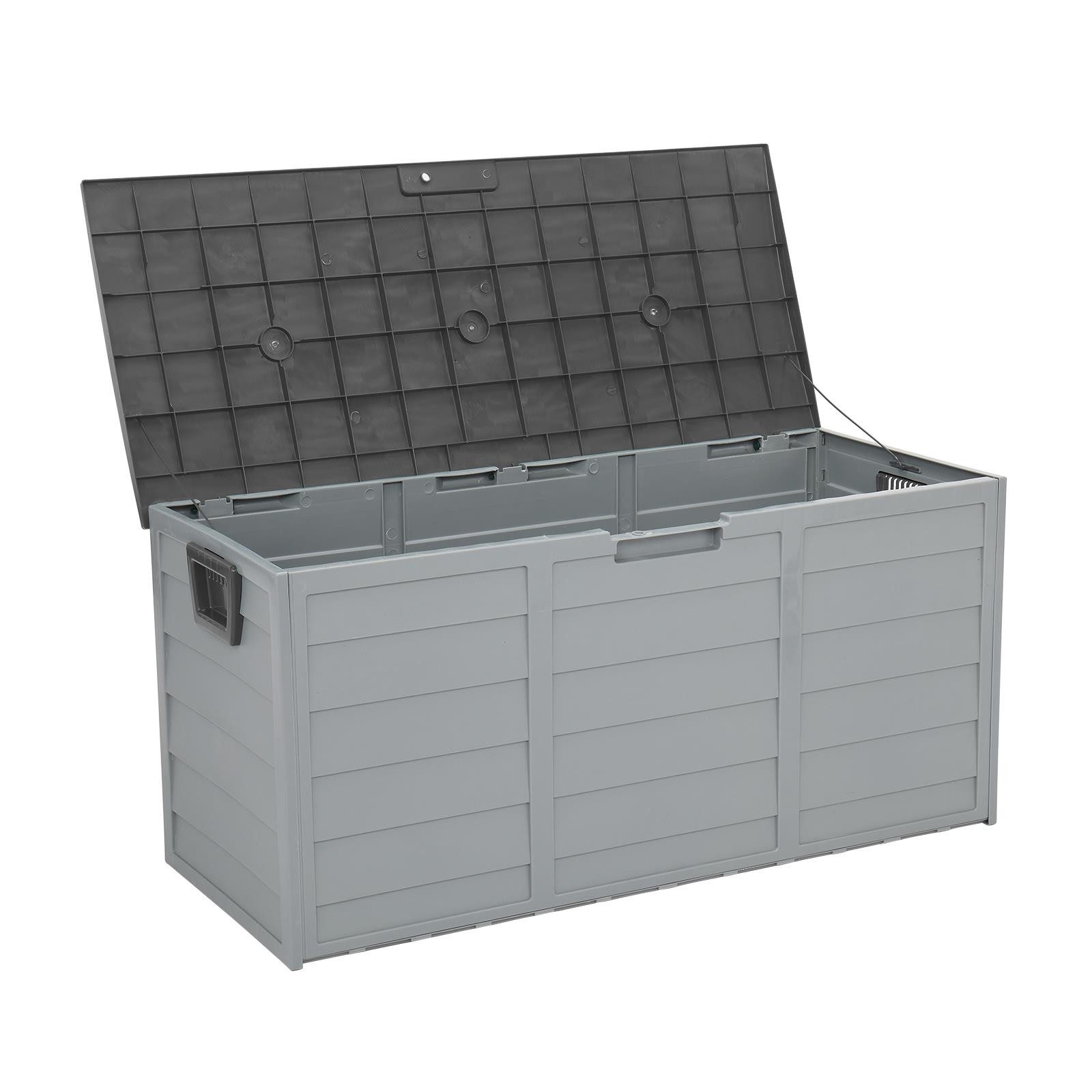 All Weather UV Pool Deck Box Storage Shed Bin Backyard Patio In/Outdoor Wheel