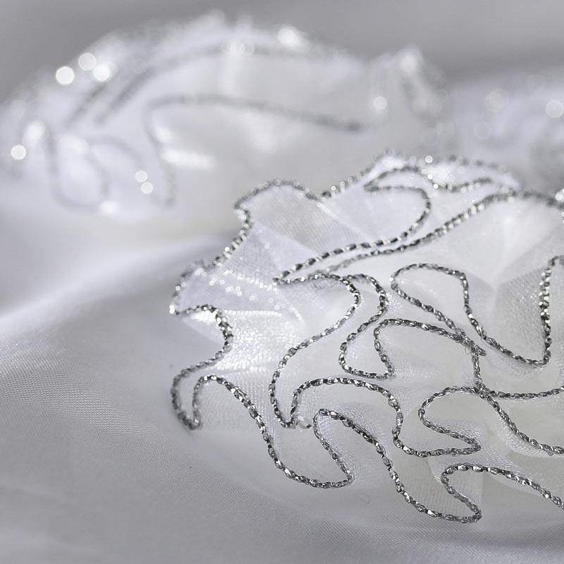 White Silver Lined Open Ribbon Rose Bows | 36 Pieces