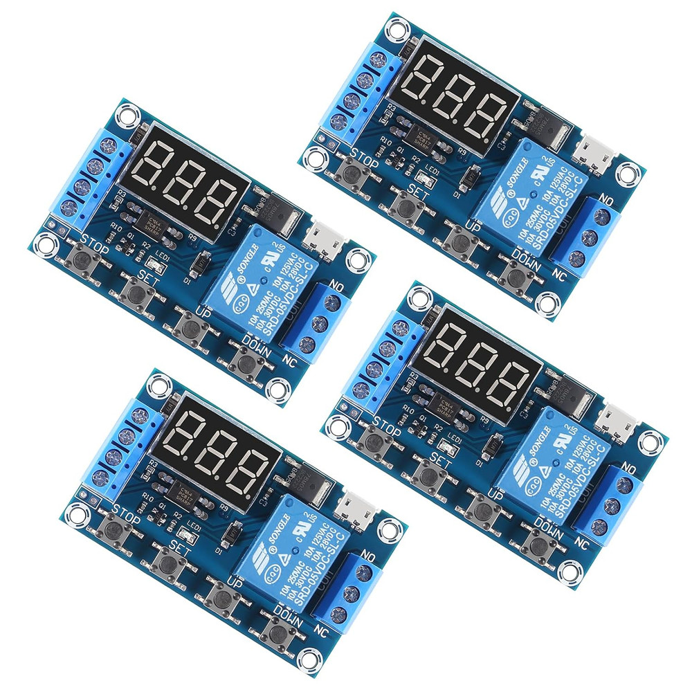 4Pcs DC 6-30V Timer Relay Programmable Delay Relay Module Cycle Timer with LCD D