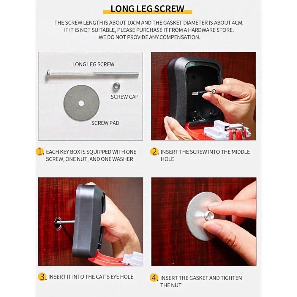 4 Digit Key Safe Box Outdoor Security Code Lock-Storage Case, with Mount Screws