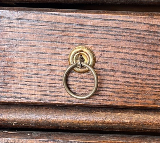 Antique Doll Size Wood Dresser With Brass Handles And Mirror Salesman Sample?