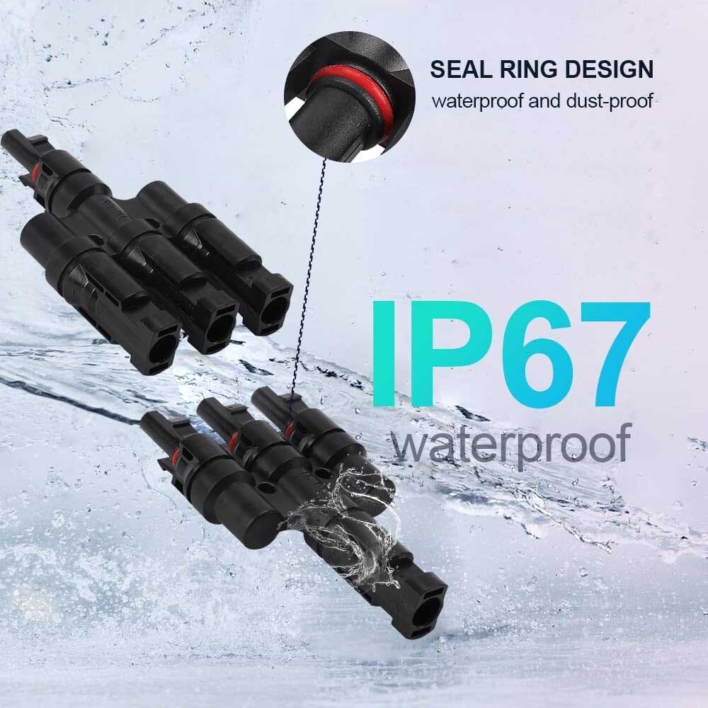 Solar Panel Connectors T Branch Cable Splitter Coupler 3 Way Parallel Connection