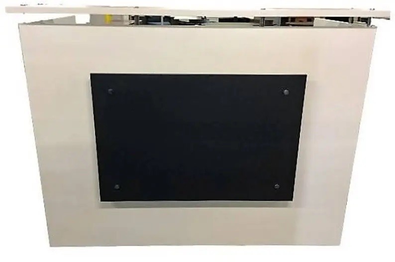 Rectangular White Reception Desk with Black Front Panel Modern Office Furniture