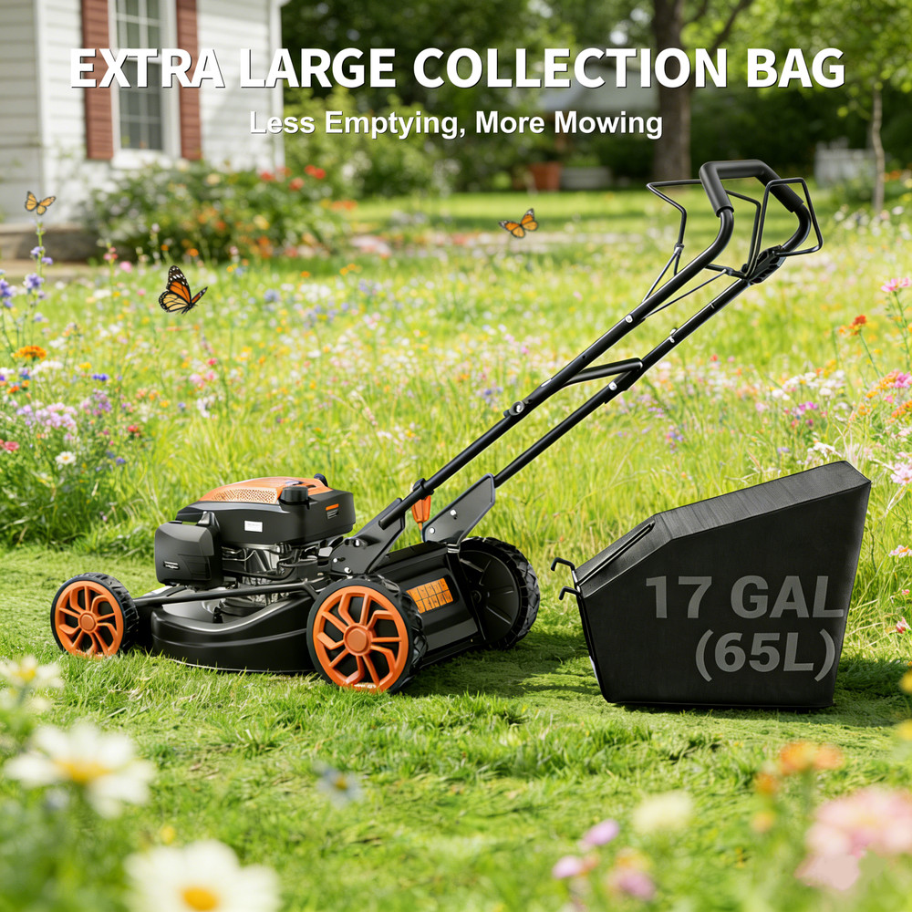 Efurden 21” Self-Propelled Lawn Mower Gas Powered with Bagger 170cc Engine