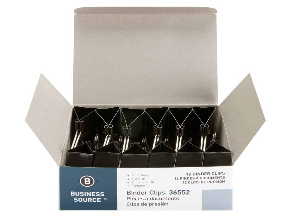 Business Source FoldBack Binder Clips, Black, Large (36552)