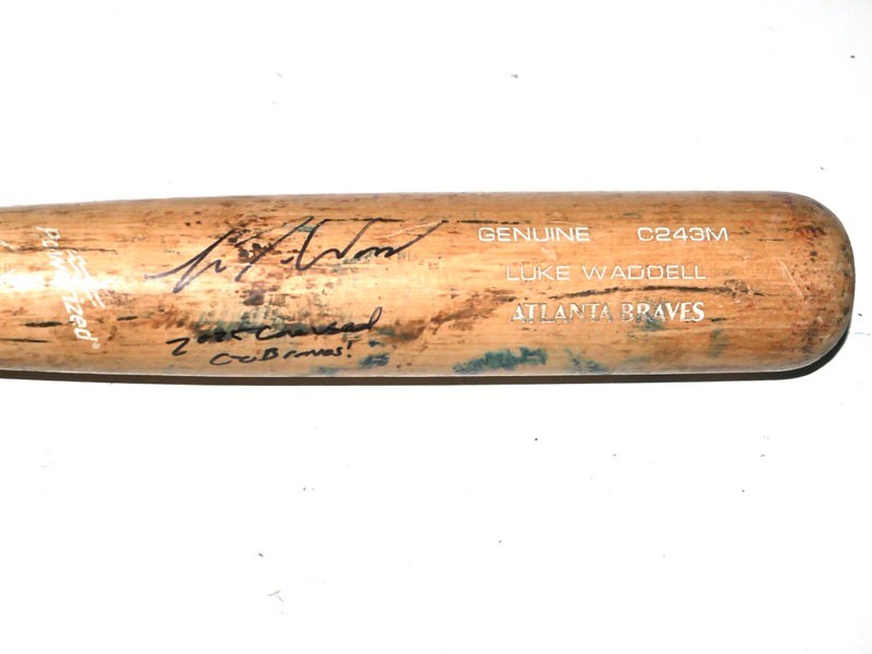LUKE WADDELL GWINNETT STRIPERS #75 GAME USED BLACK LOUISVILLE SLUGGER BAT BRAVES