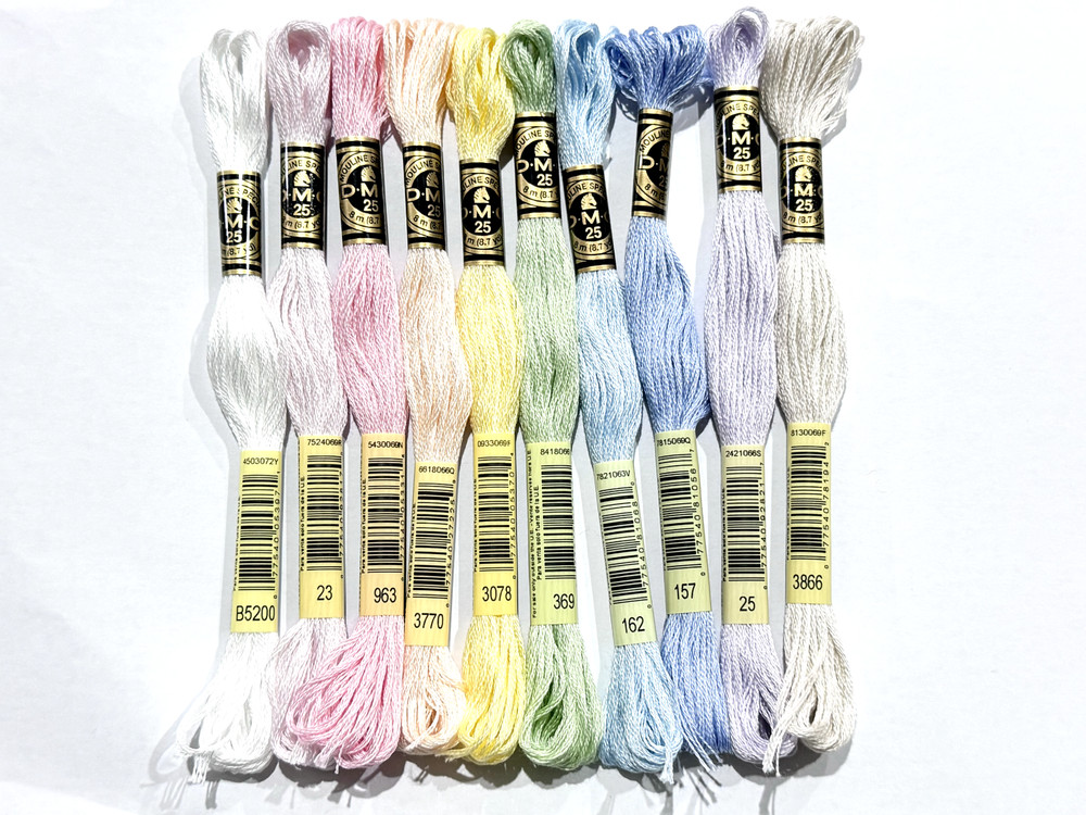 10 Pack Essentials Pastels Bundle DMC Stranded Cotton Threads