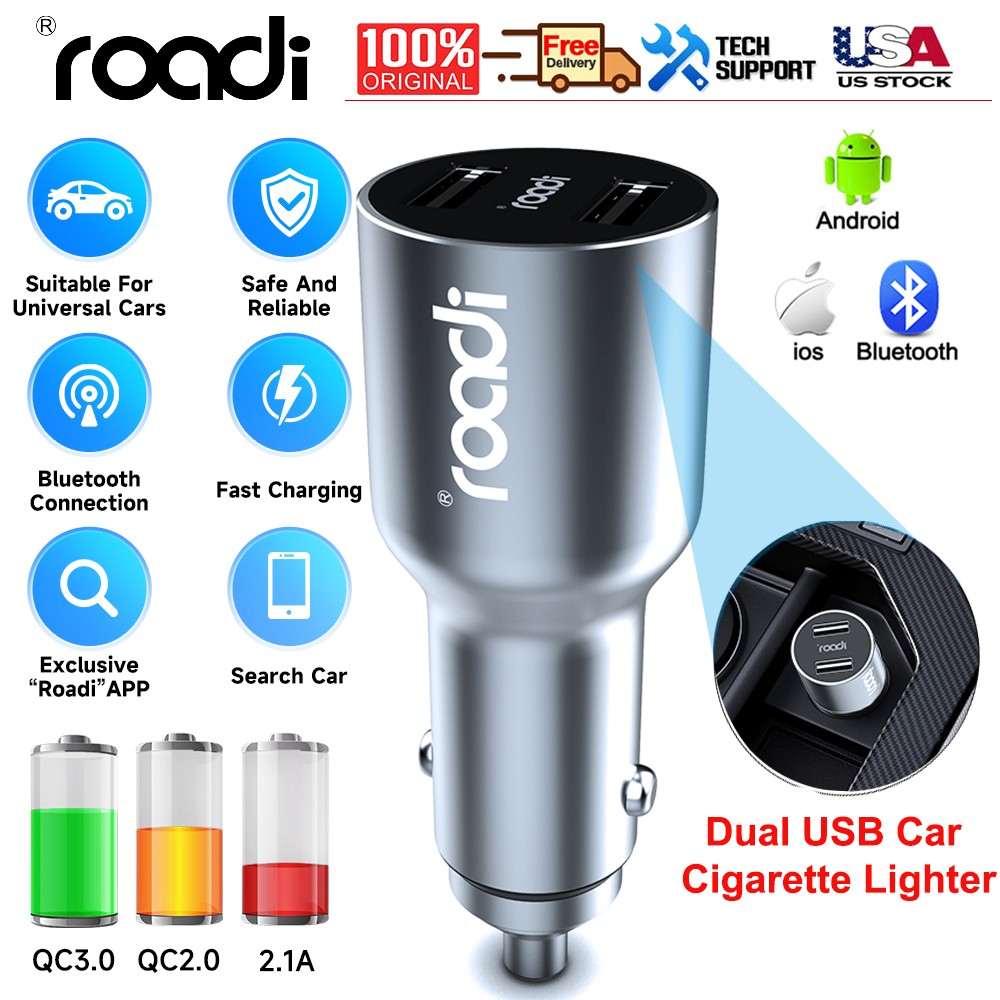 IC1-AA Car Cigarette Lighter Socket Splitter Dual USB Charger Adapter Bluetooth