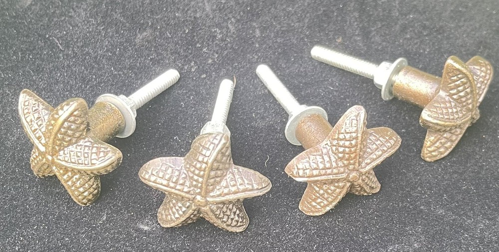 VTG set Bronze Finish STARFISH Drawer Pulls Handles Knobs Set of 4