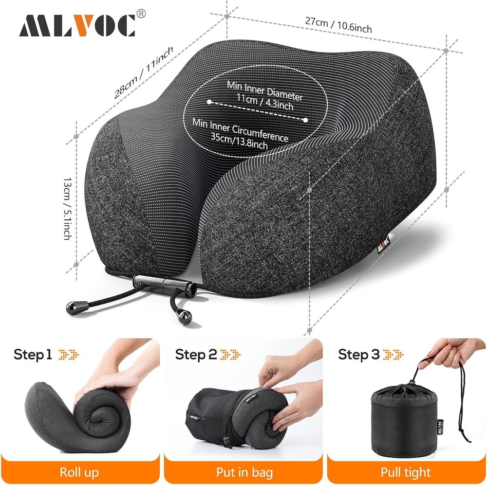 Adjustable Memory Foam Neck Pillow Bundle