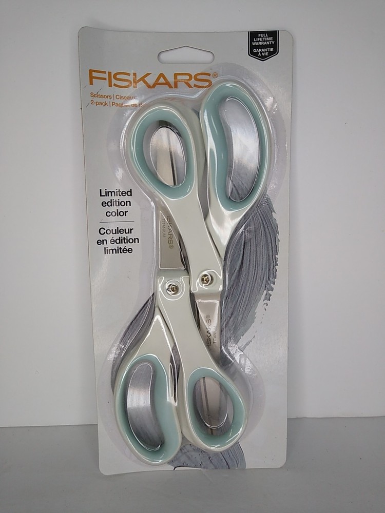 FISKARS Performance 2-pack Titanium Softgrip 8 Inch Blue White Scissors
