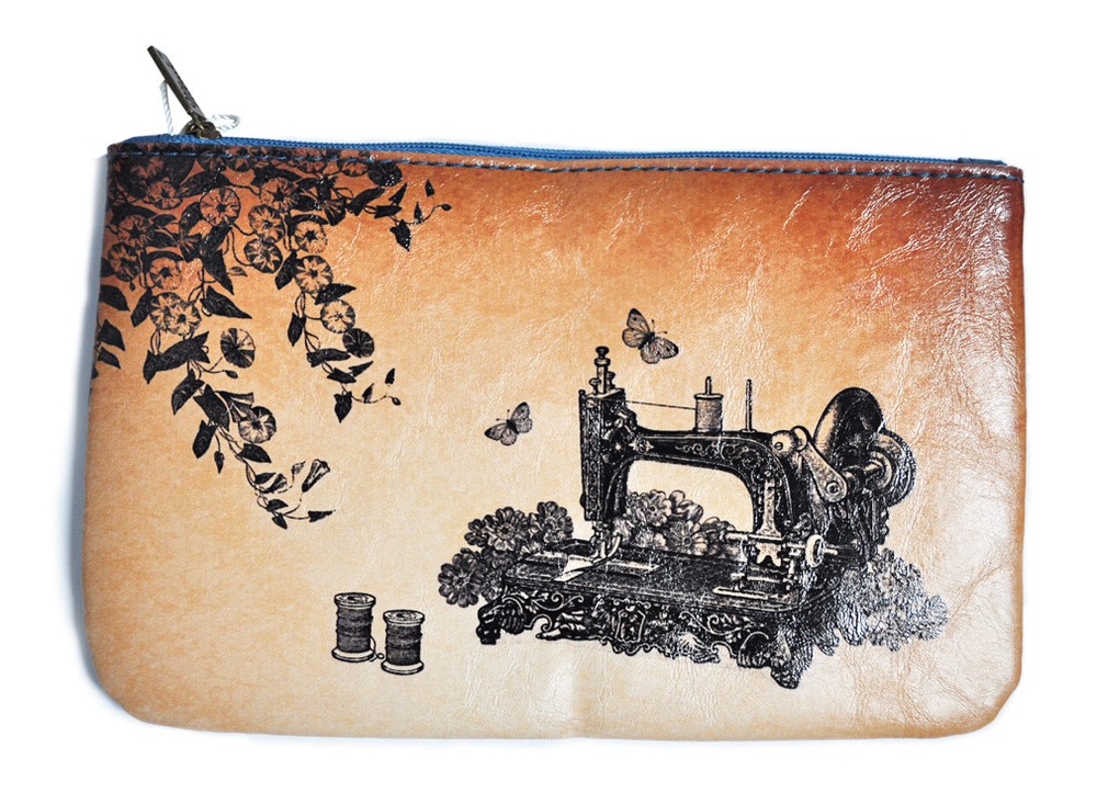 Vintage Sewing Machine Themed Medium Pouch