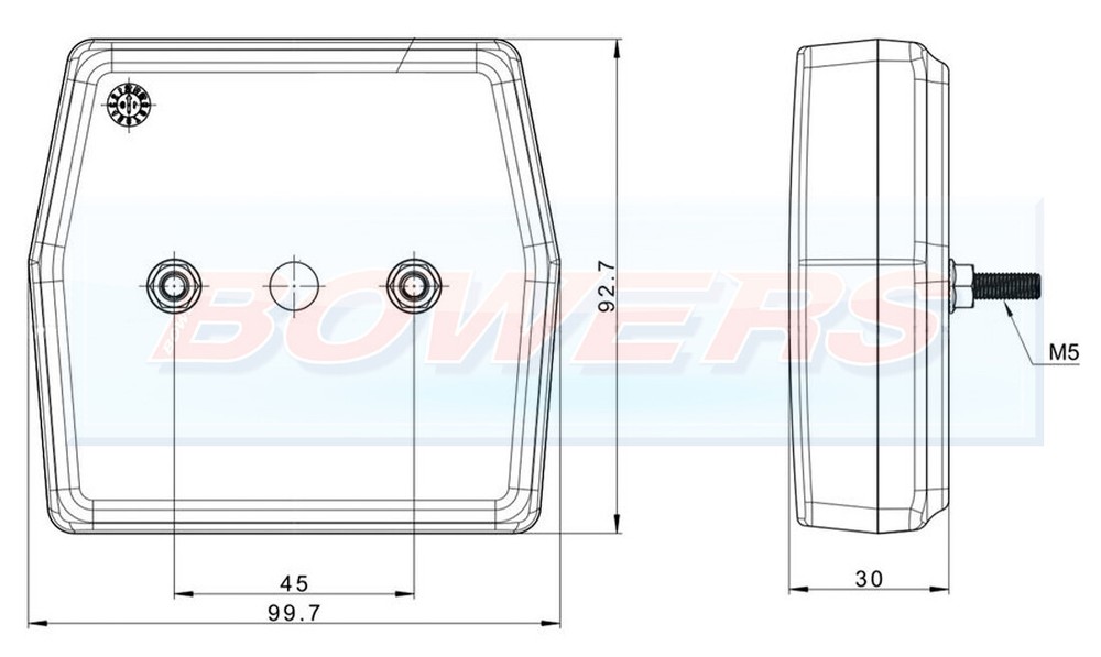 12v UNIVERSAL LED REAR SQUARE FOG LIGHT LAMP TRAILER E-APPROVED SVA ECE
