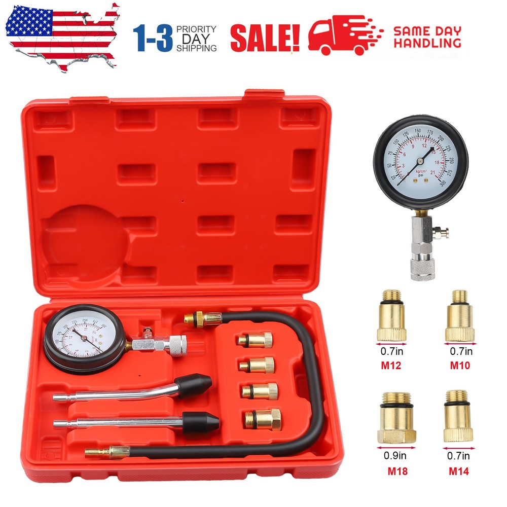 Engine Cylinder Compression Gauge Tester Kit Gas Engine Diagnostic Testing Tool