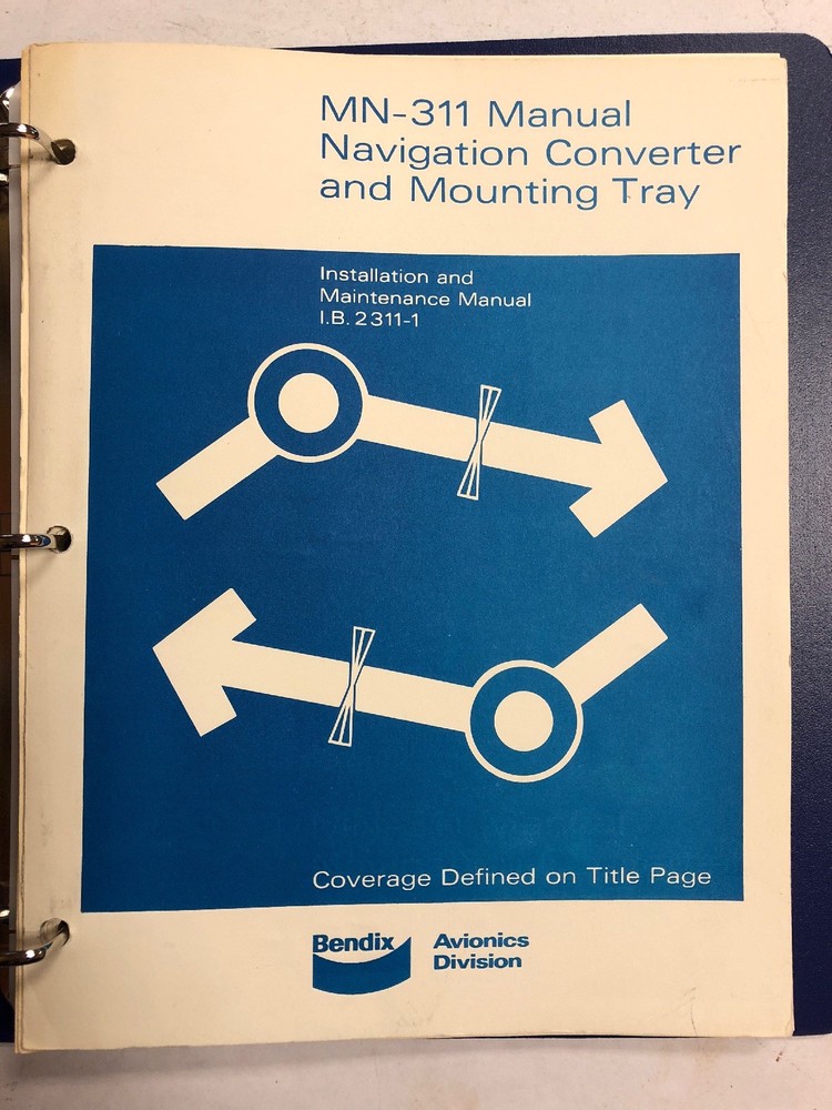Bendix MN-311 Manual Navigtion Converter & Mounting Tray Install.& Maint.1971