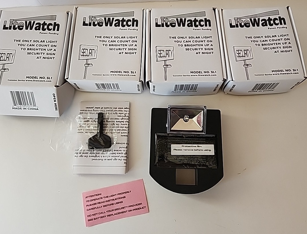 LED Light For Home Security Yard Sign Post Solar Dusk Sensor 4pc