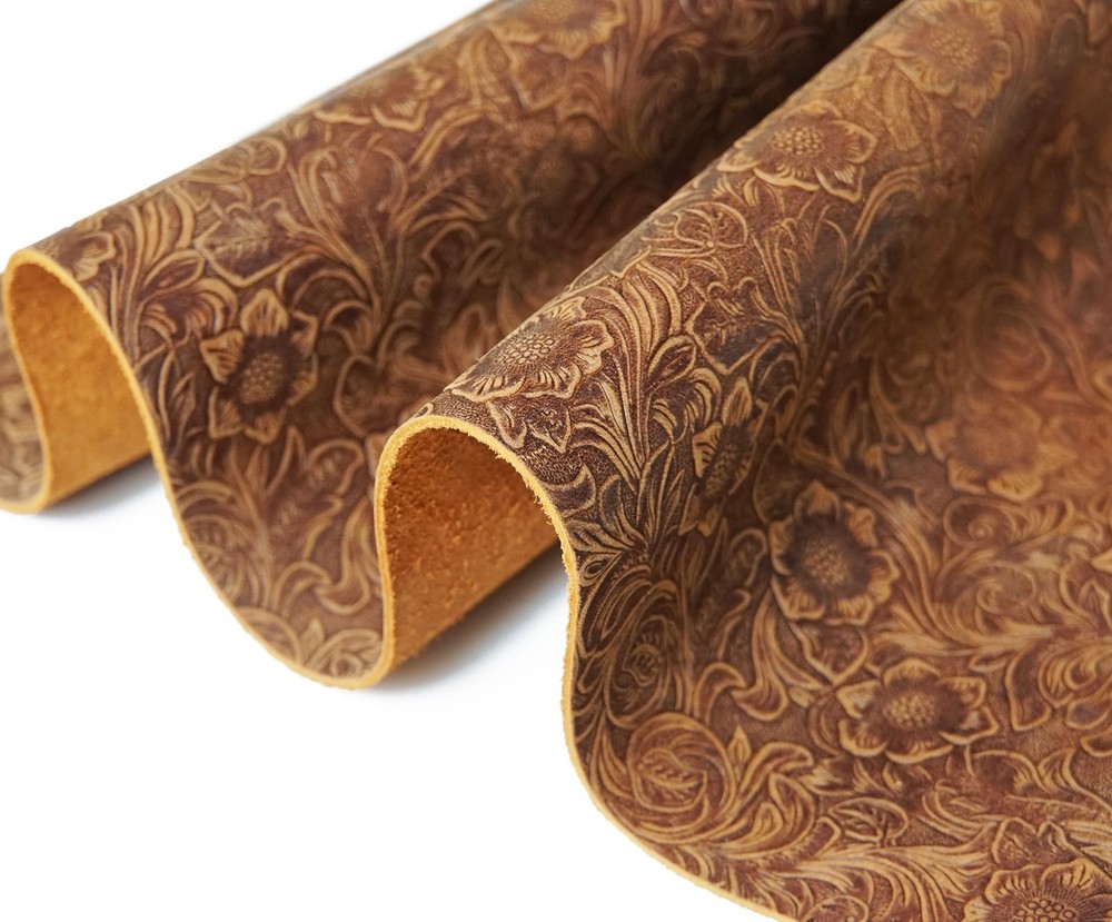 DOQN Bump Texture Genuine Leather Sheets Plain Geometric Pattern Printed Leather