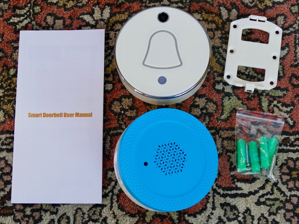 Smart Doorbell Camera BLUE WHITE - Wi-Fi Enabled, Battery, Cloud Storage, Chime