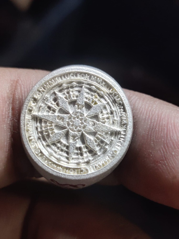 Silver Compass Signet Ring Bold Plated Silve Ring with Engraved Navigator Design