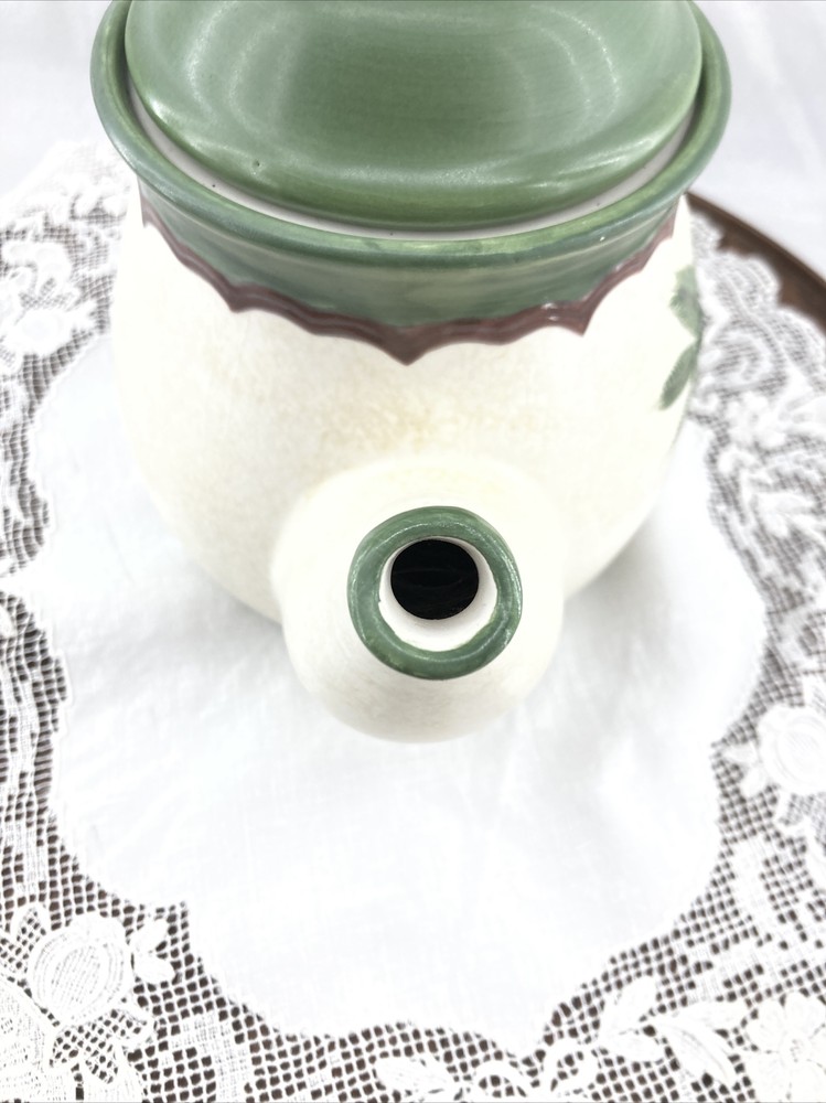 Vigor Palm Tree￼ Ceramic Teapot Bamboo Look Handle