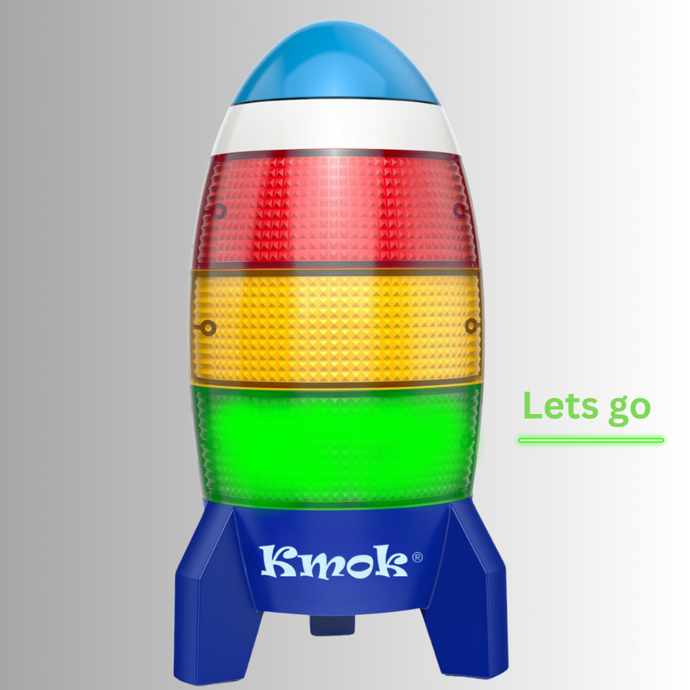 Rocket Countdown Timer for Kids – 24H Visual Alarm with Lights & Memory