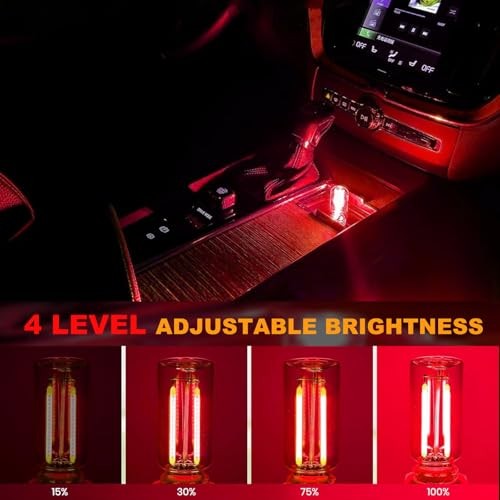 2 PCS USB LED Car Interior Atmosphere Light, Touch Control Adjustable Red