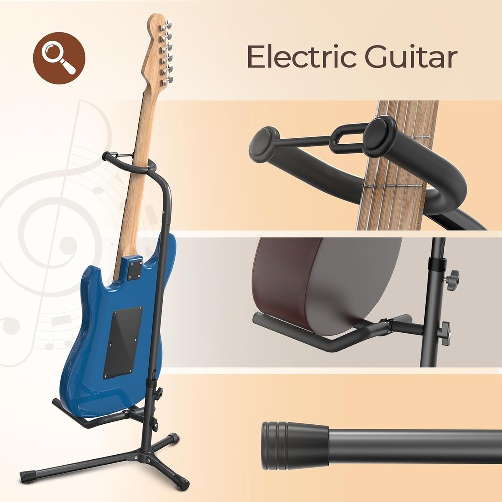 Adjustable Guitar Stand for Electric and Classical Instruments, 20LB Capacity