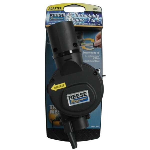 Retractable Wire Plug Adapter Trailer Hitch Insert 7 Way 4 Flat Pin Reese