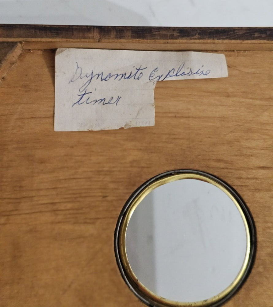 RARE ANTIQUE DYNAMITE EXPLOSIVE DETONATOR TIMER CLOCK WOODEN SWITCH BOX 1900'S