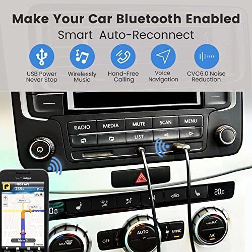 MAEDHAWK Aux to Bluetooth Receiver for Car Bluetooth Aux Adapter with USB to