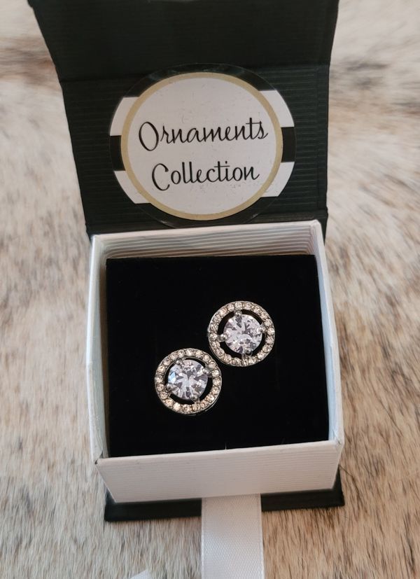 Crystal Earrings Ringed in Crystals Post Back NEW