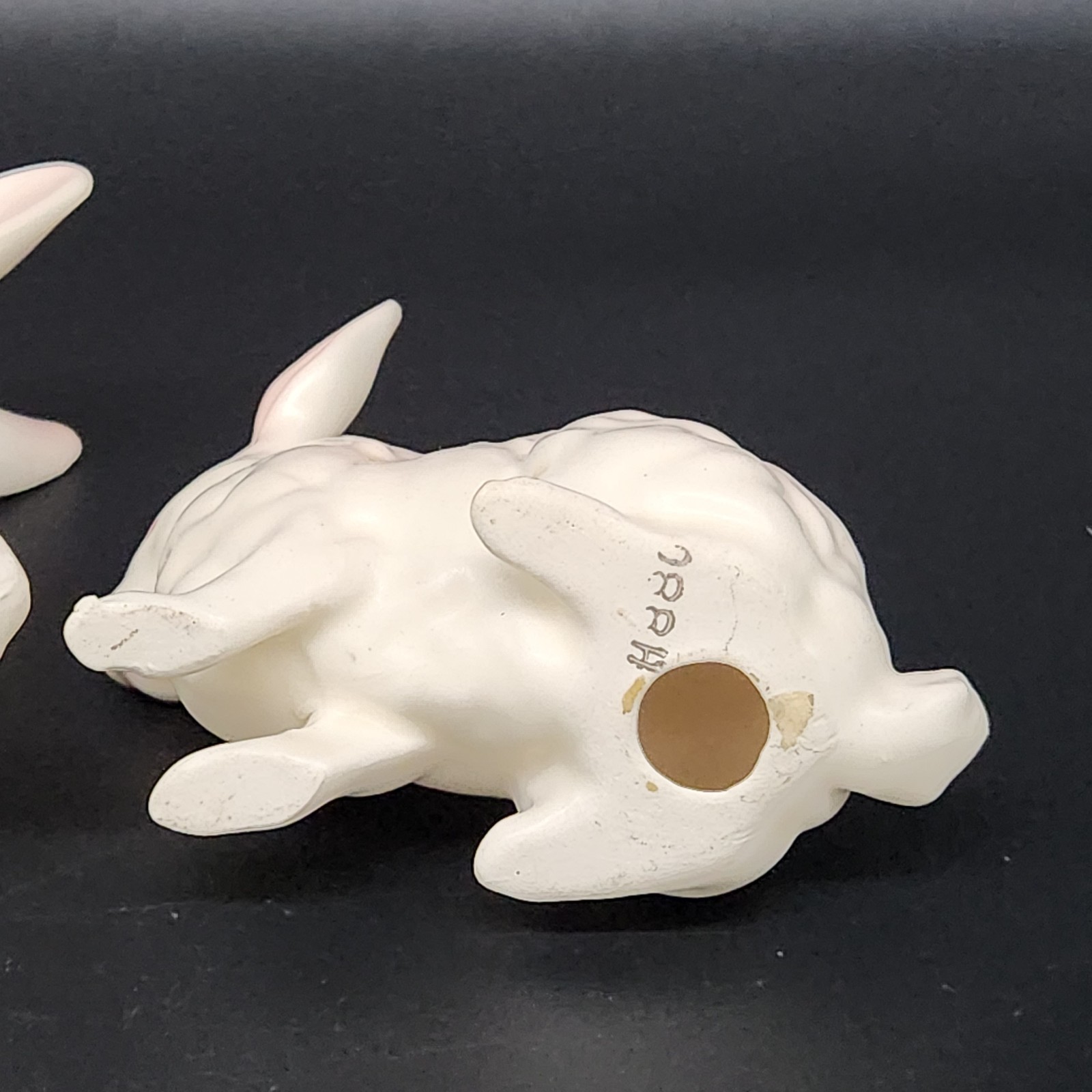 Set Of 3 Vtg Ceramic Lefton White Bunnies Rabbits H7143 & H880 Pink Eyes Easter