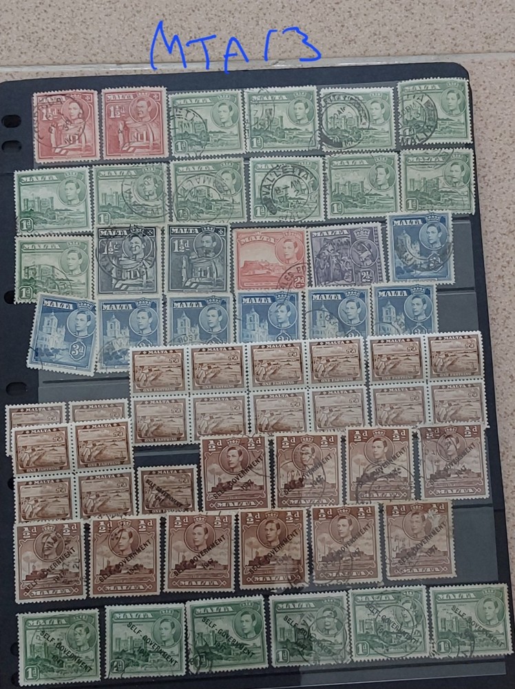 Malta GVI Duplicates Selection for Colour & Postmarks - Used & Mint (MTA13)