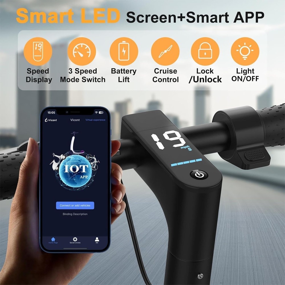 Electric Scooter, 10" Solid Tire, 500W Powerful Motor Folding E Scooter