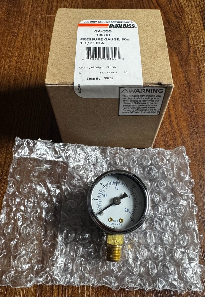 DeVilbiss GA-355 Pressure Gauge 30psi