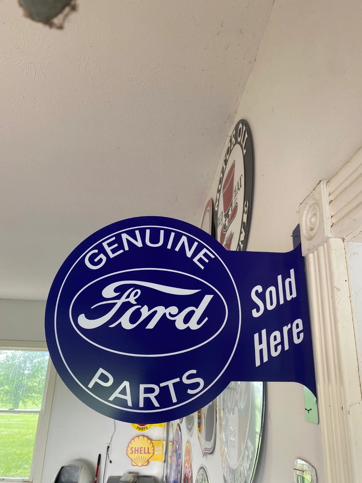 Ford Genuine Parts Metal Flange Sign – Garage Wall Decor – Man Cave | Free Ship